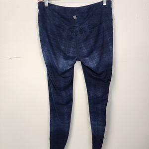 Athleta Leggings M Full Lenght Striped Athletic Workout Yoga Pants Blue Medium